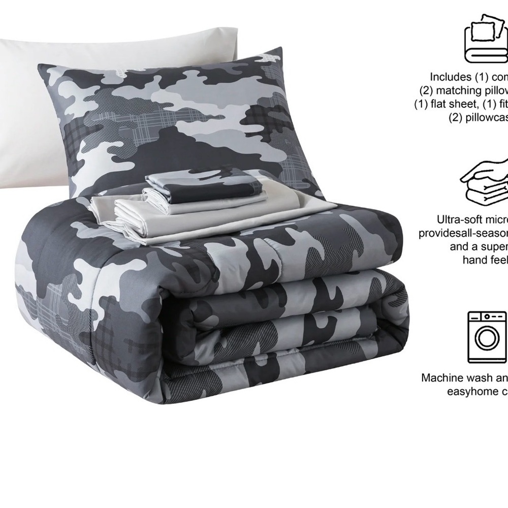 Stylish Camouflage Comforter Set - Black and Gray